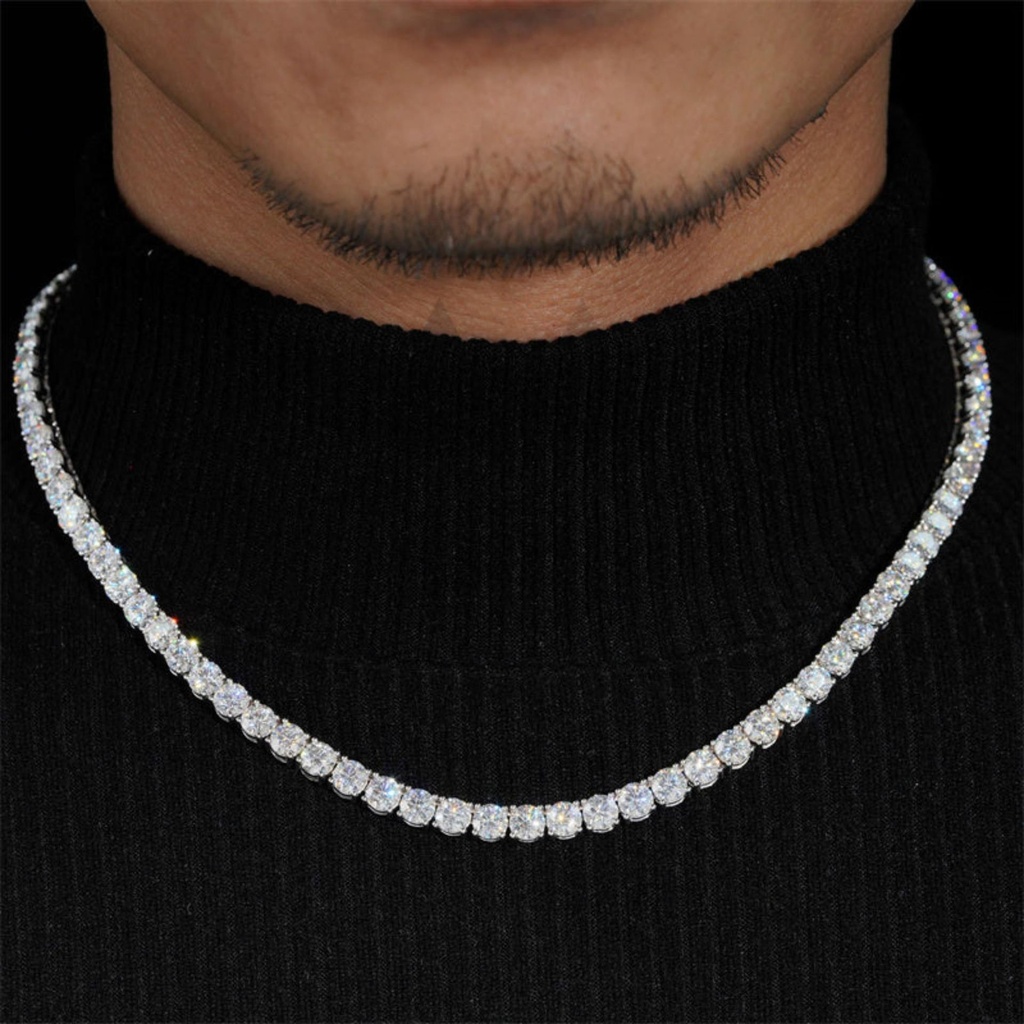 Stunning 16 inch 6 mm all white vvs clarity passed tester tennis chain