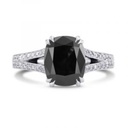  Elongated Cushion Cut Split Shank Black And White Diamond Ring For Women
