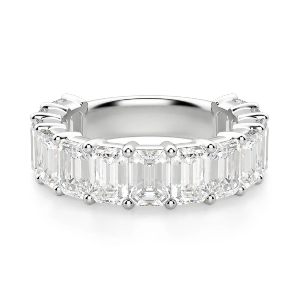  Emerald Cut Diamond Semi Eternity Wedding Band For Women