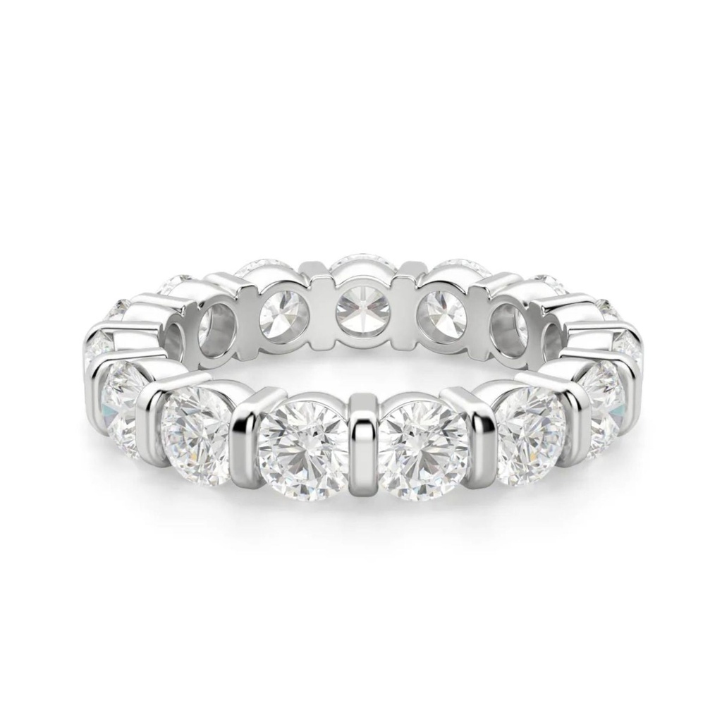 Round Cut Diamond Bar Set Full Eternity Wedding Band For Women
