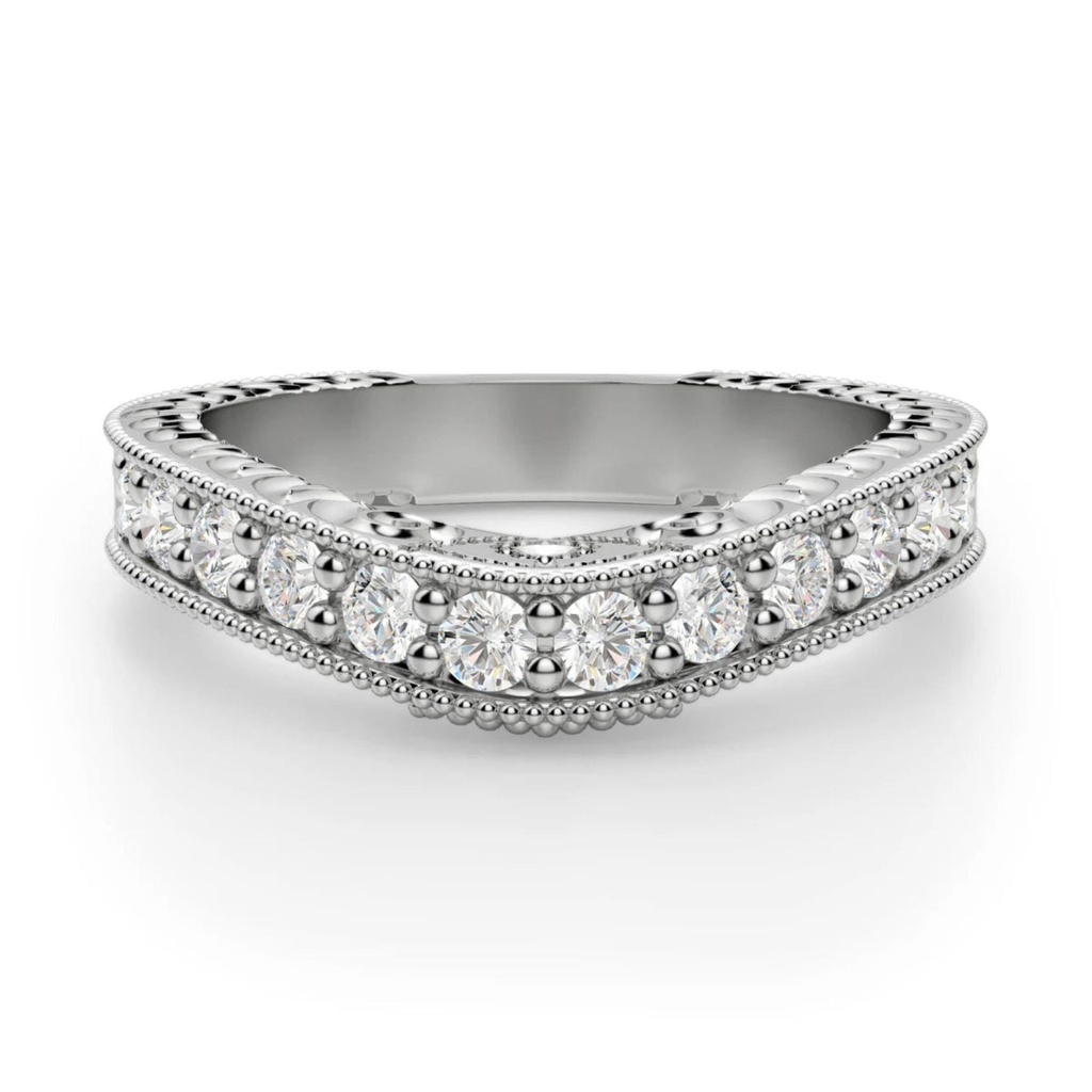 Round Cut Diamond Hidden Vintage Eternity Wedding Band For Women