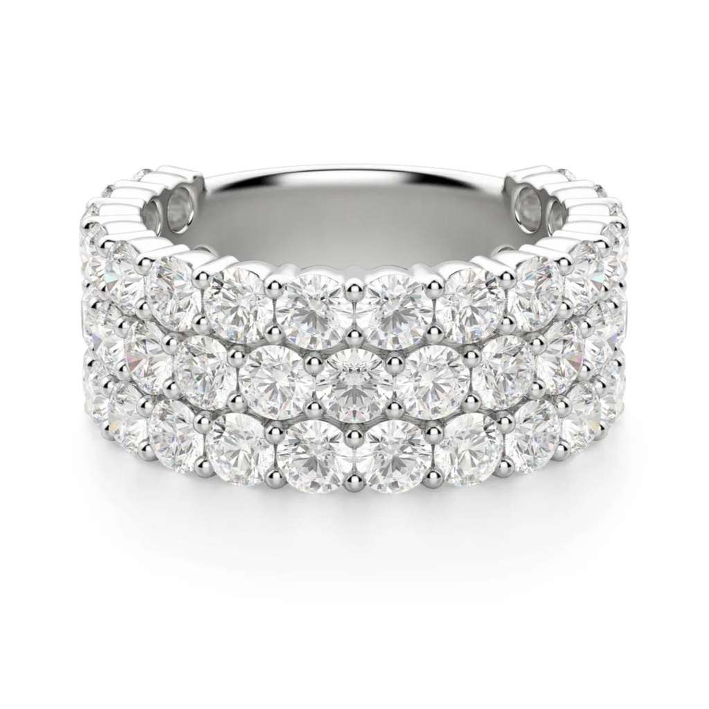 Round Cut Diamond Bold Pave Set Semi Eternity Wedding Band For Women