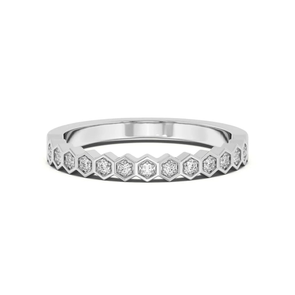 Round Cut Diamond Half Eternity Wedding Band For Women