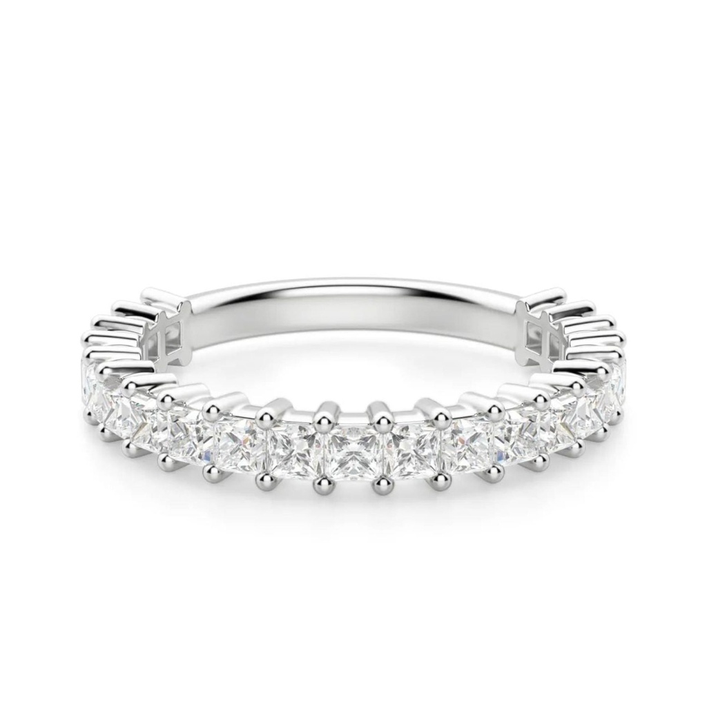 Princess Cut Diamond Semi Eternity Wedding Band for Women
