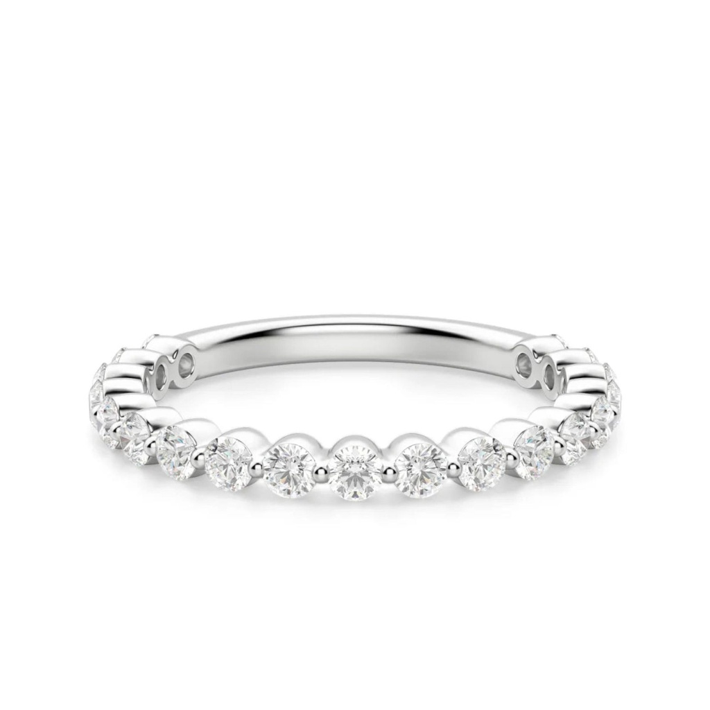 Round Cut Diamond Shared Prong Set Semi Eternity Wedding Band For Women
