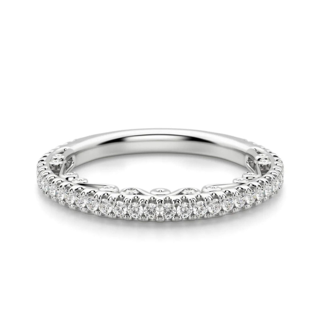 Round Cut Art Deco Matching Eternity Wedding Band for Women