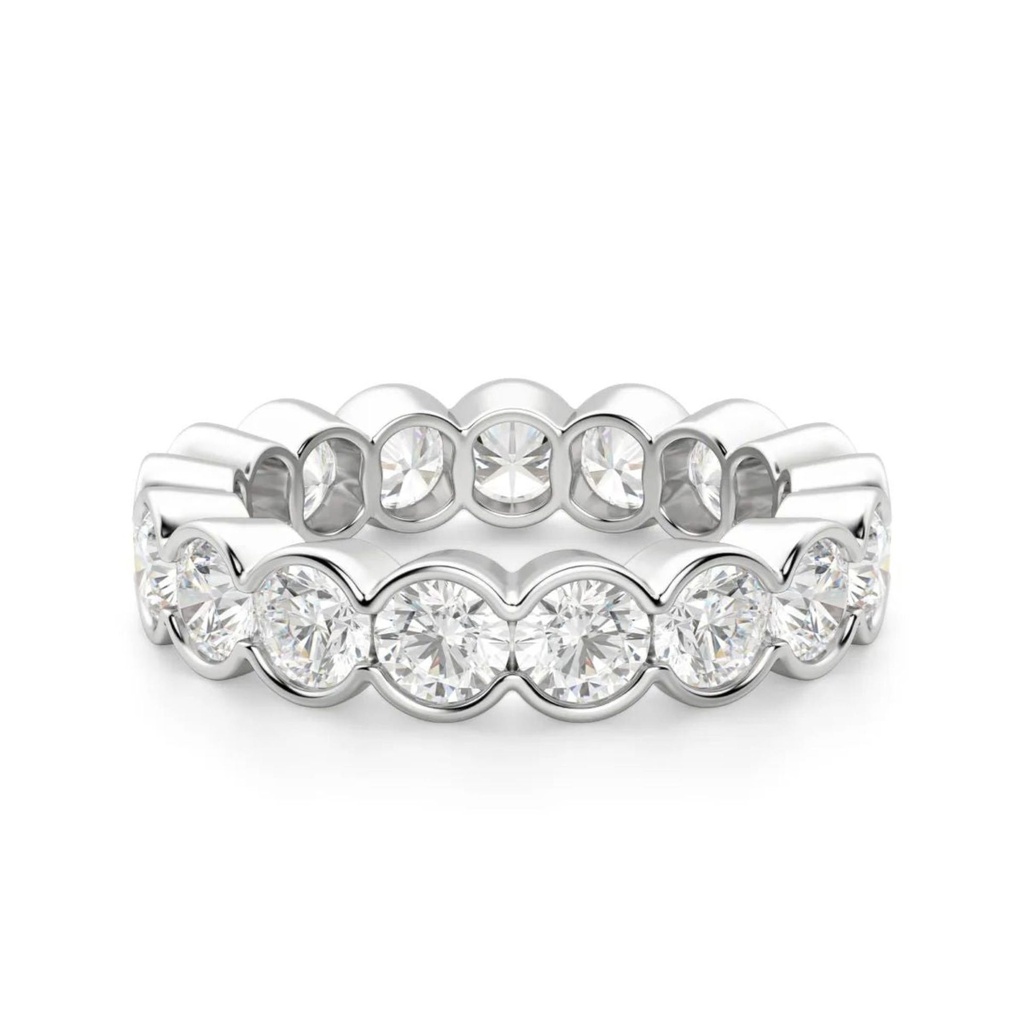 Round Cut Diamond Half Bezel Set Full Eternity Wedding Band For Women 