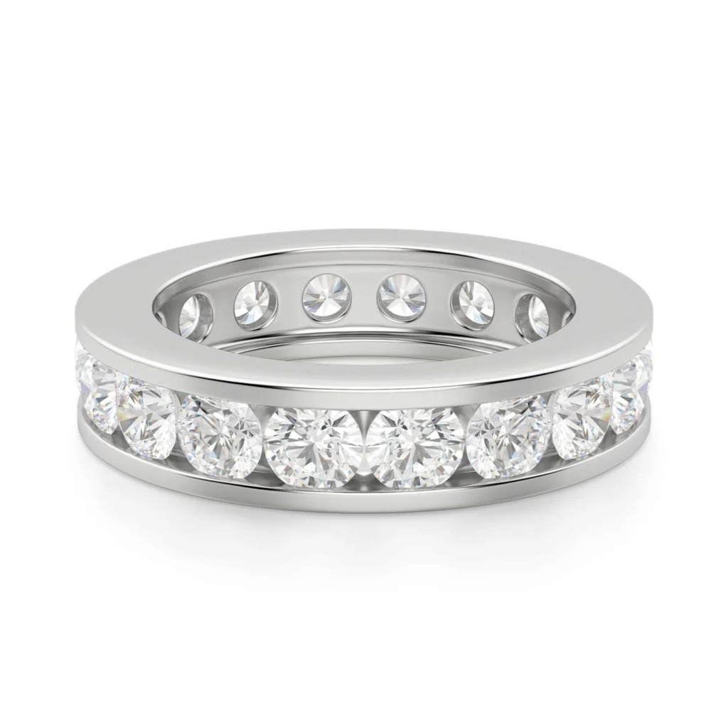 Round Cut Diamond Channel Set Full Eternity Wedding Band For Women