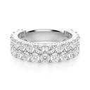 Round Cut Diamond Pave Set Two Row Semi Eternity Wedding Band For Women