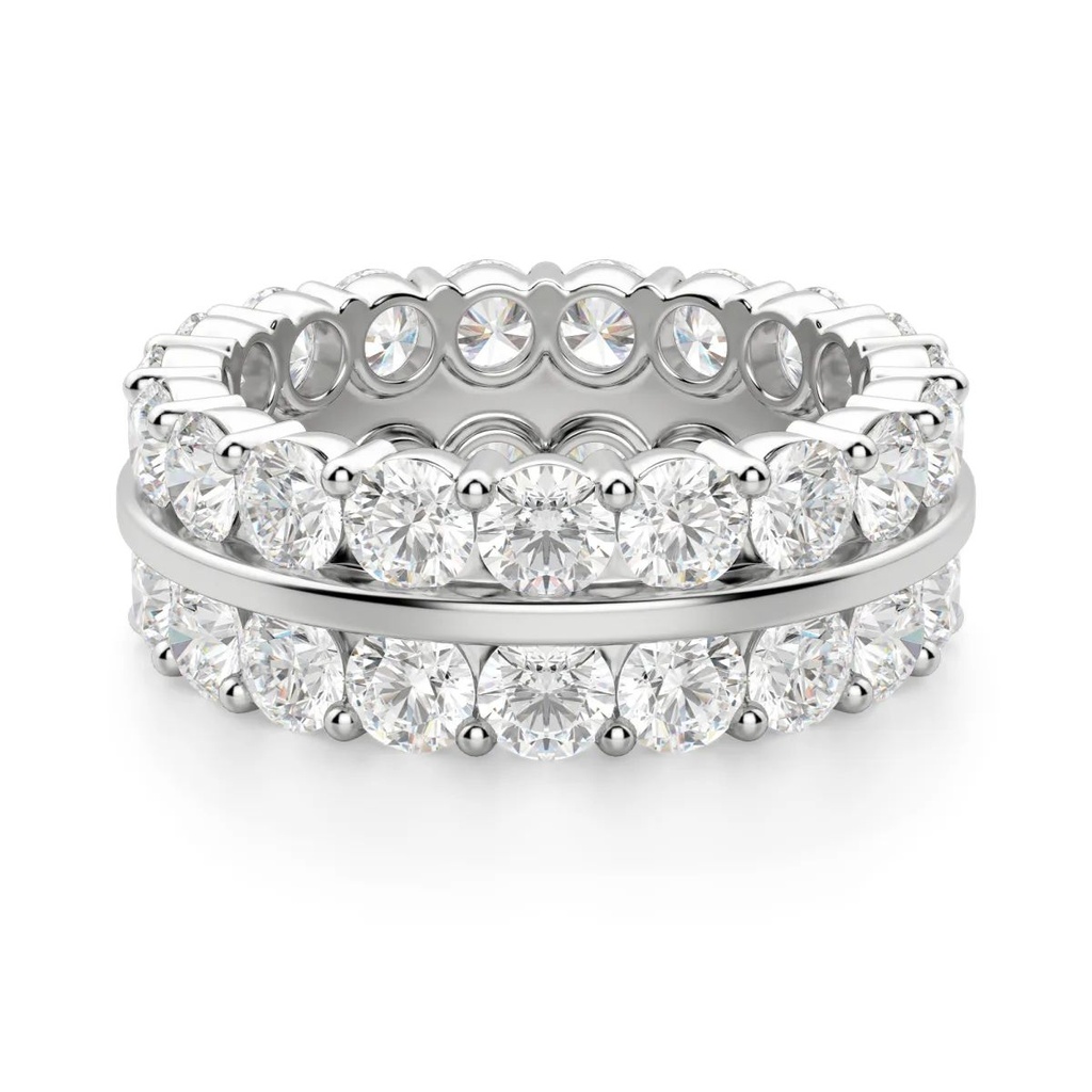 Round Cut Diamond Double Row Eternity Wedding Band For Women