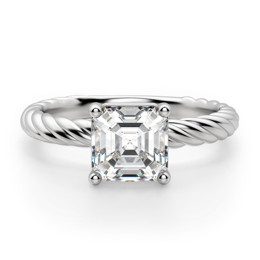 Asscher Cut Fiji Set Solitaire Engagement Ring For Women