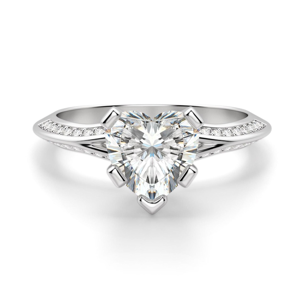 Heart Cut Diamond Knife Edge Split Shank Gift Ring for Women