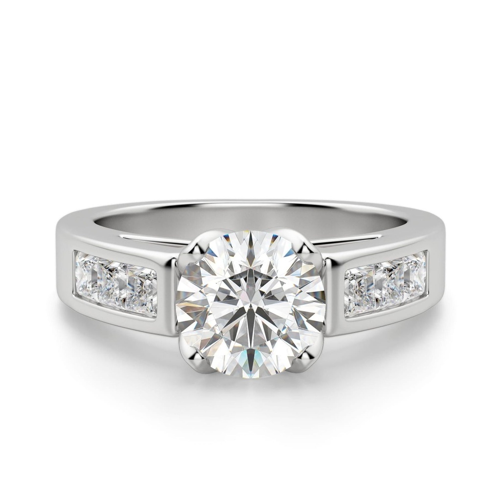 Round Cut Diamond Channel Set Engagement Ring For Women