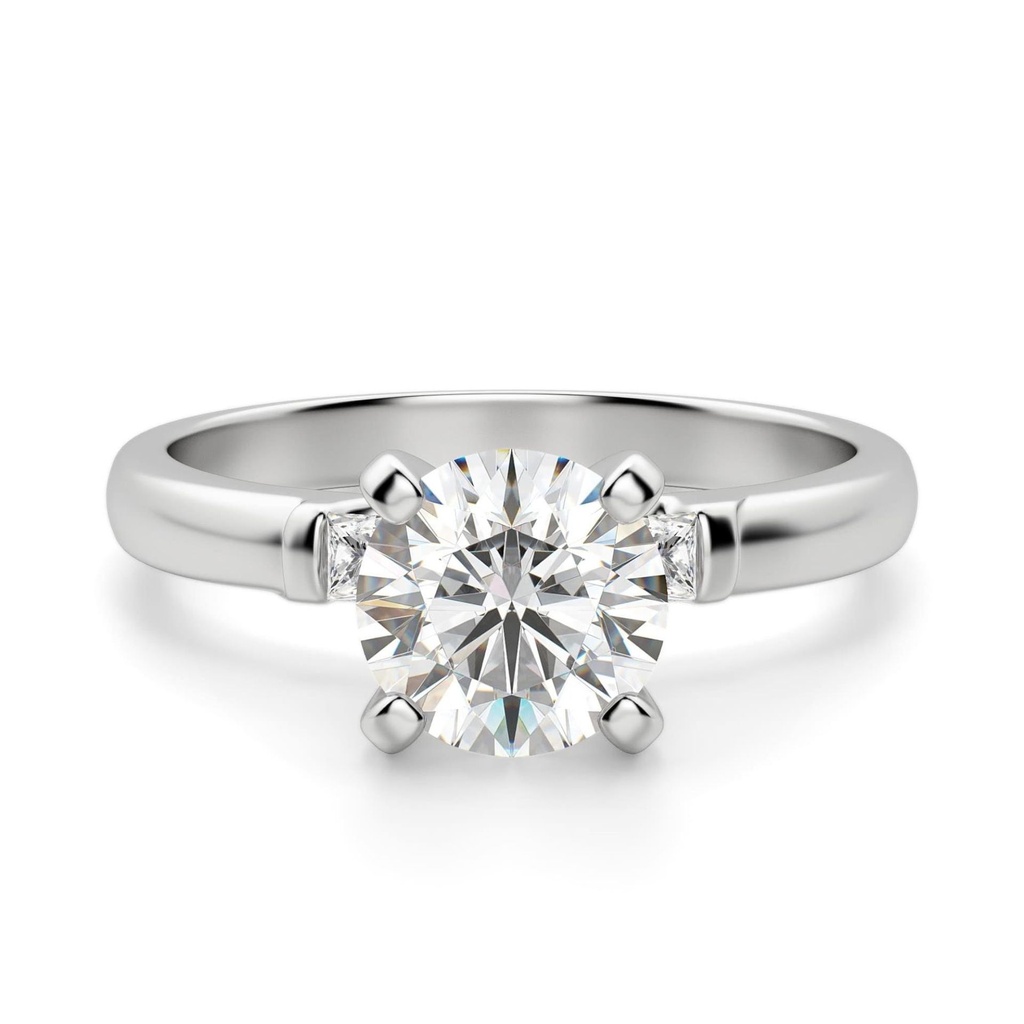 Round And Princess Cut Three Stone Engagement Ring for Women
