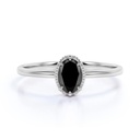  Oval Shape 6 Prong Black Diamond Engagement Ring For Women
