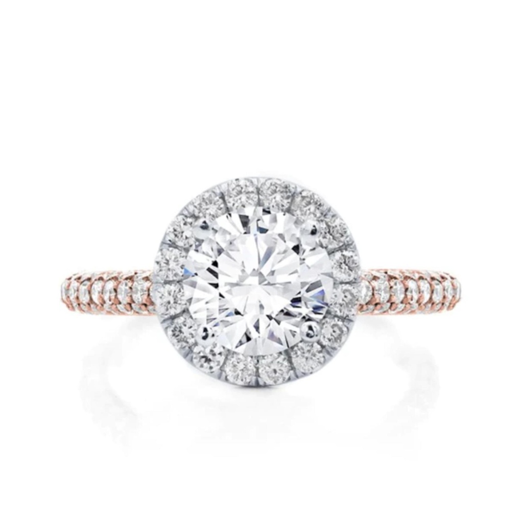  Round Cut Diamond Cathedral Halo Engagement Ring for Women