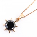 Round Cut Diamond Solitaire Prong Setting Black Diamond Sun Design Pendant For Women