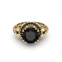 Round Cut Hidden Halo Victorian Black Diamond Engagement Ring For Women