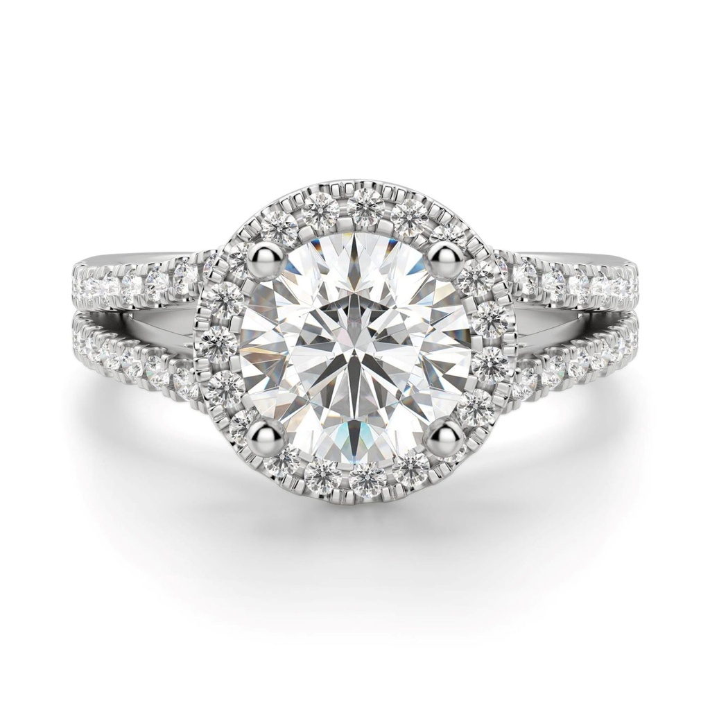 Brilliant Round Cut Halo Moissanite Engagement Ring