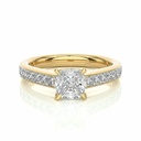  Cushion And Princess Cut Prong Setting Diamond Engagement Ring For Women