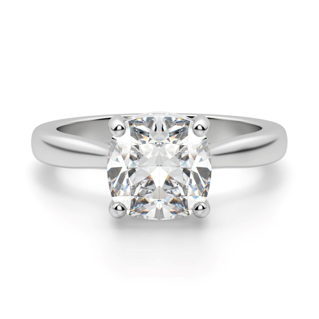 Hidden Halo Cushion Cut Moissanite Engagement Ring