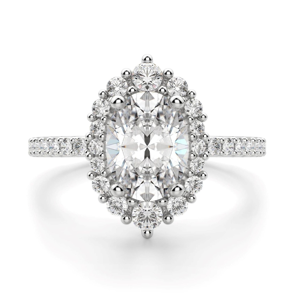 Oval Cut Halo Moissanite Engagement Ring