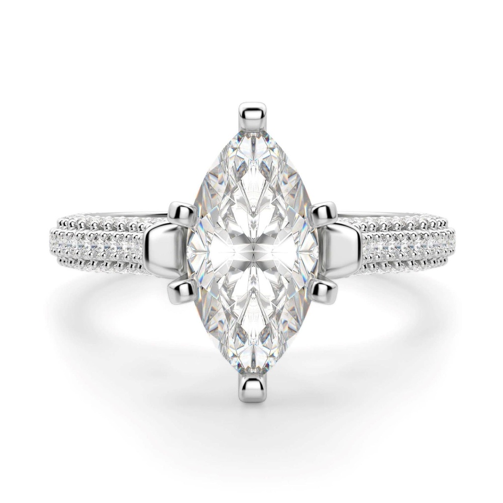 Marquise Cut Micro Pave Set Moissanite Engagement Ring
