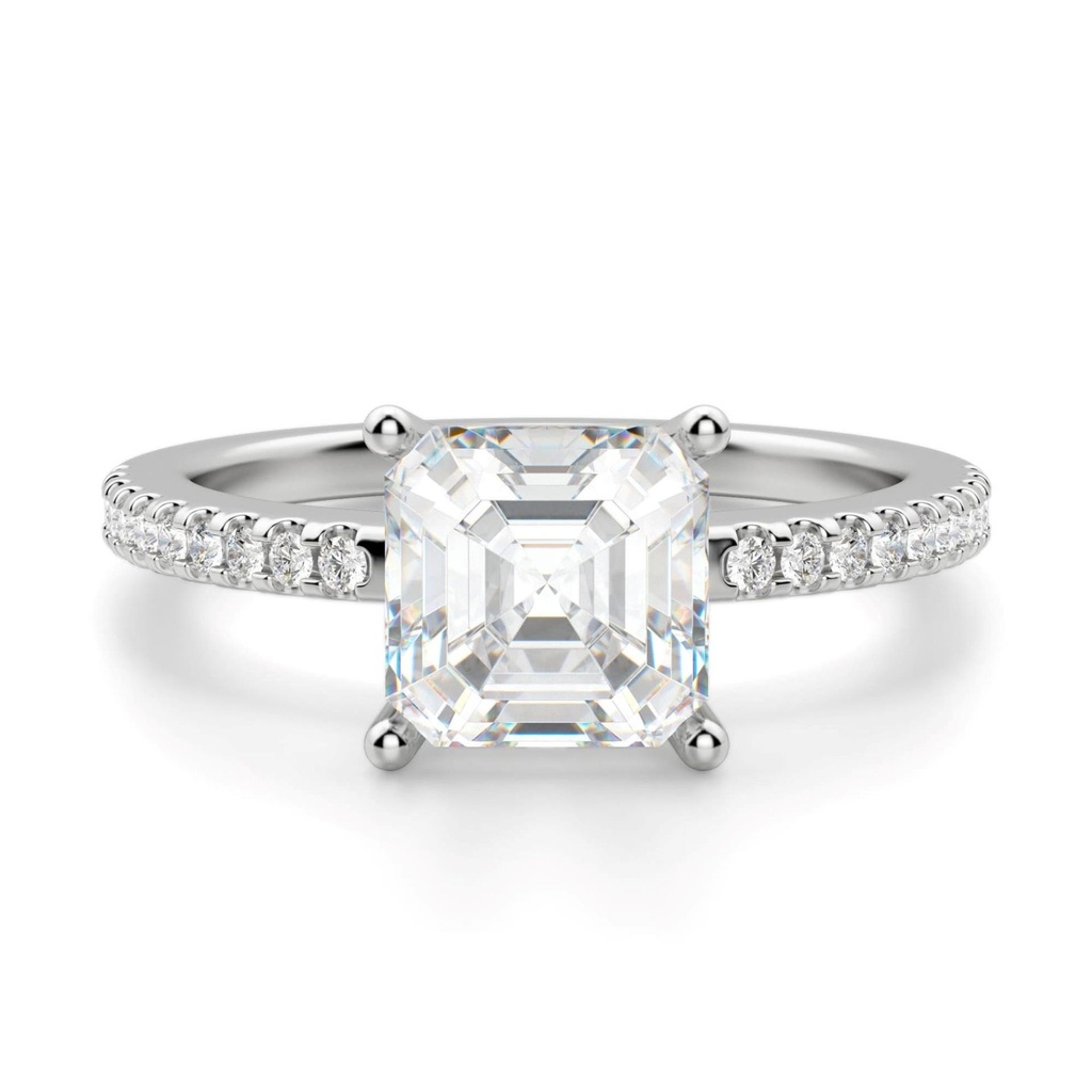 Asscher Cut Basket Set Moissanite Engagement Ring