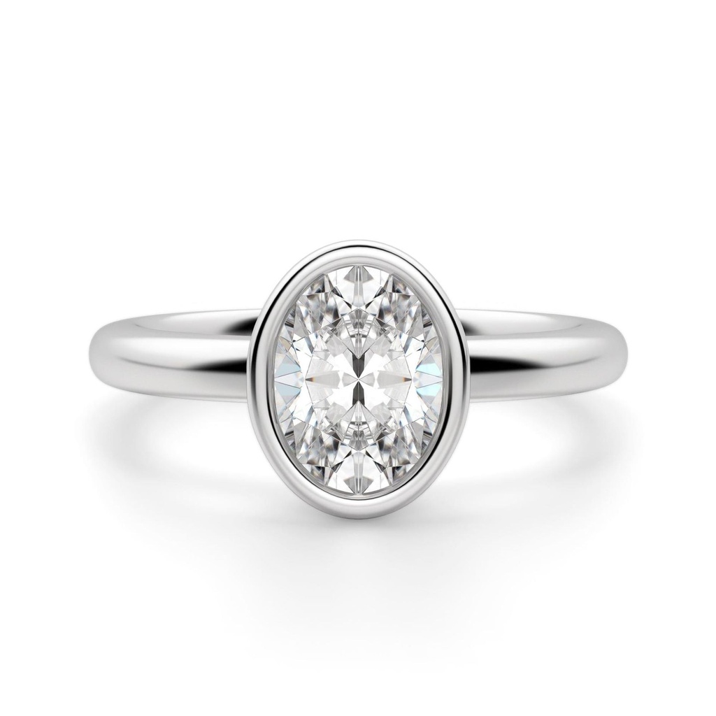 Oval Cut Bezel Set Solitaire Engagement Ring