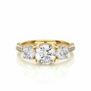  Round Cut 3 Stone Diamond Engagement Ring In Yellow Gold