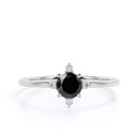  Round Cut 5 Stone 4 Prong Black and White Diamond Ring For Women