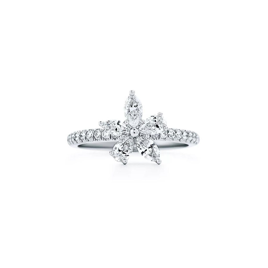 Pear & Marquise Cut Floral Engagement Ring for Women