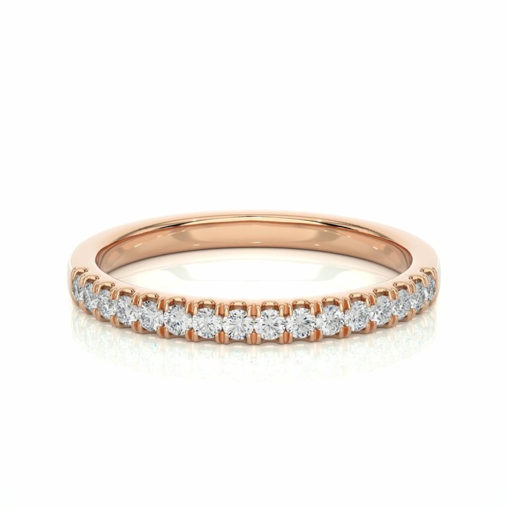  Round Cut Prong Setting Diamond Half Eternity Band For Women