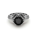  Round Cut Hidden Halo Victorian Black Diamond Engagement Ring for Women