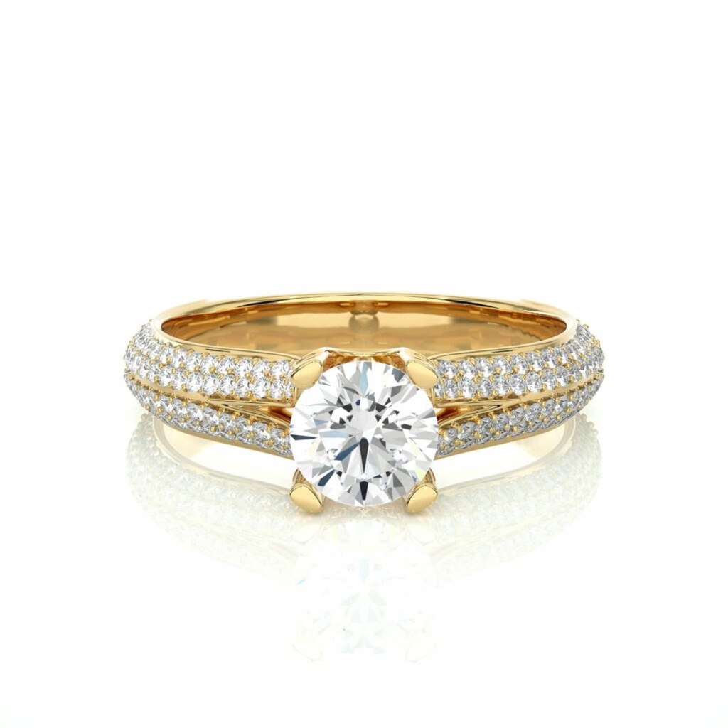  Round Cut Diamond Split Shank Prong Setting Anniversary Ring For Women
