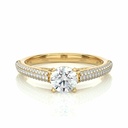  Round Cut Prong Setting Diamond With Accents Engagement Ring For Women