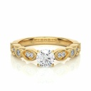  Round Cut Beads Setting Diamond Engagement Ring For Women