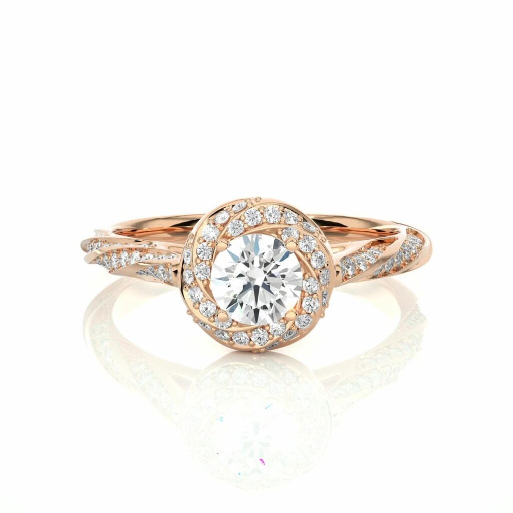  Round Cut Diamond Halo Unique Style Engagement Ring For Women