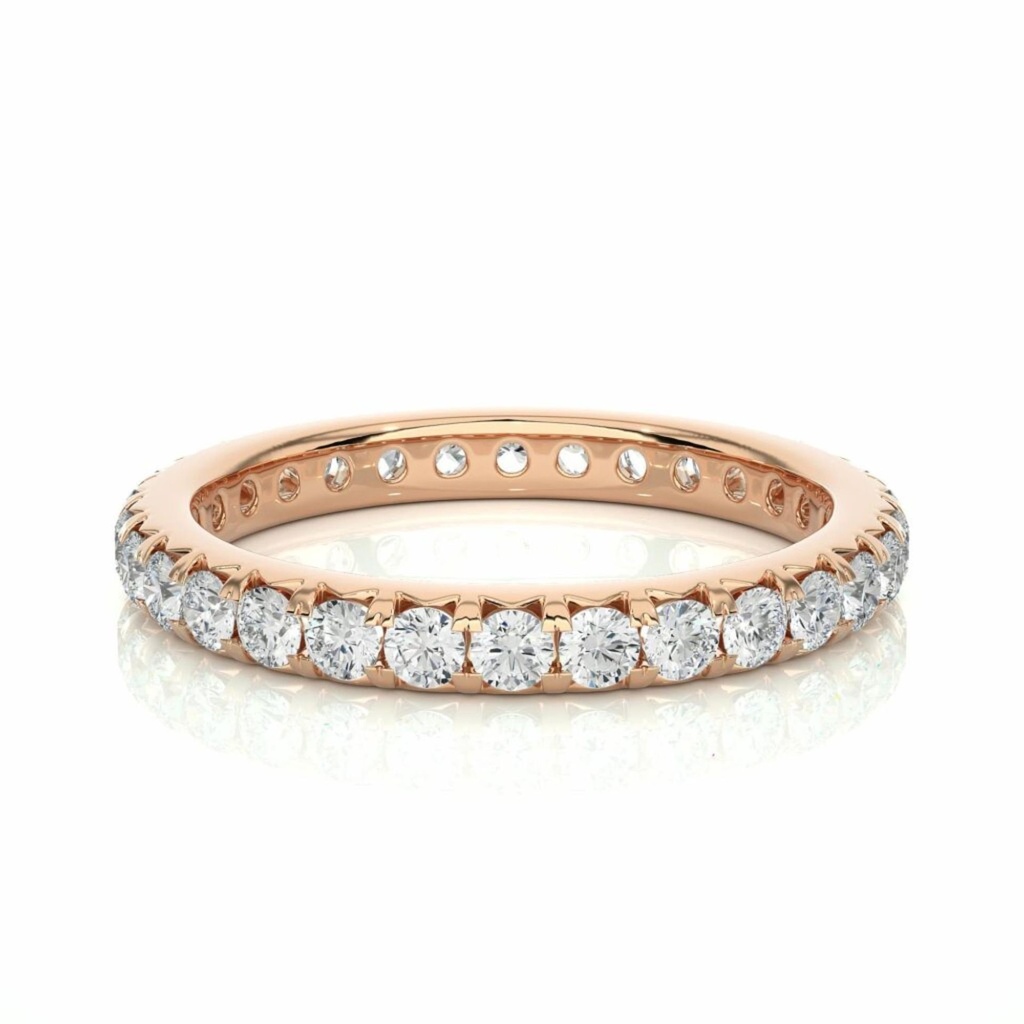 Round Cut Diamond French Setting Eternity Band For Women