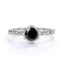  Round Cut Diamond Criss Cross Bezel Setting Black Diamond Ring For Women