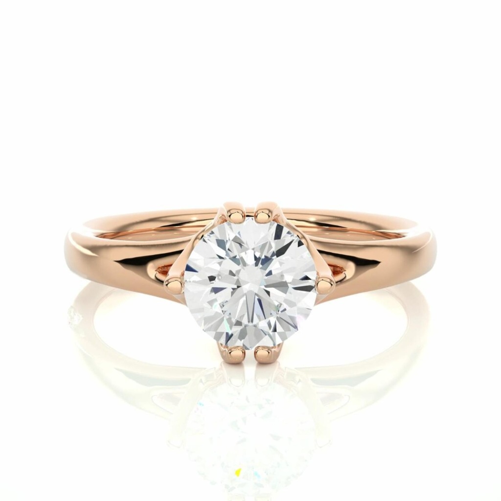  Round Shaped Six Prong Solitaire Diamond Engagement Ring For Women