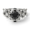 Black Round Cut Diamond Floral Style Engagement For Women