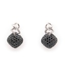  Round Cut Pave Setting Black Diamond Drop Earrings For Women