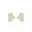 Three Round Prong Setting Diamond Stud Earrings in Yellow Gold
