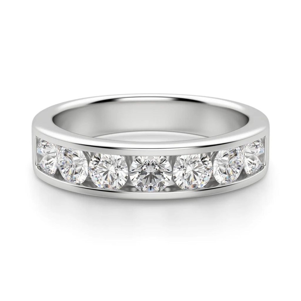 Round Cut Diamond Channel Set Wedding Band for Women