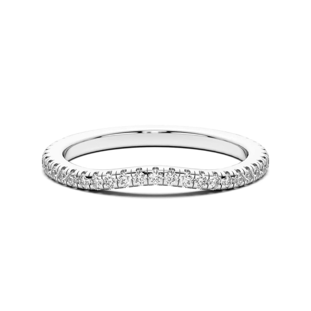 Round Cut Diamond Accent Curved Eternity Wedding Band For Women