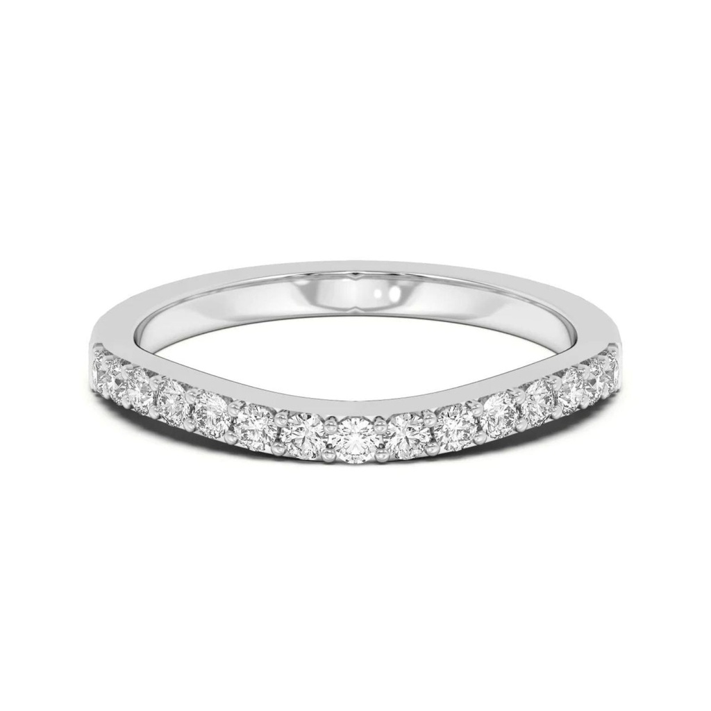 Round Cut Diamond Curved Eternity Wedding Band For Women