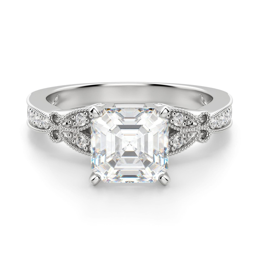 Asscher Cut Diamond Art Deco Anniversary Ring For Women