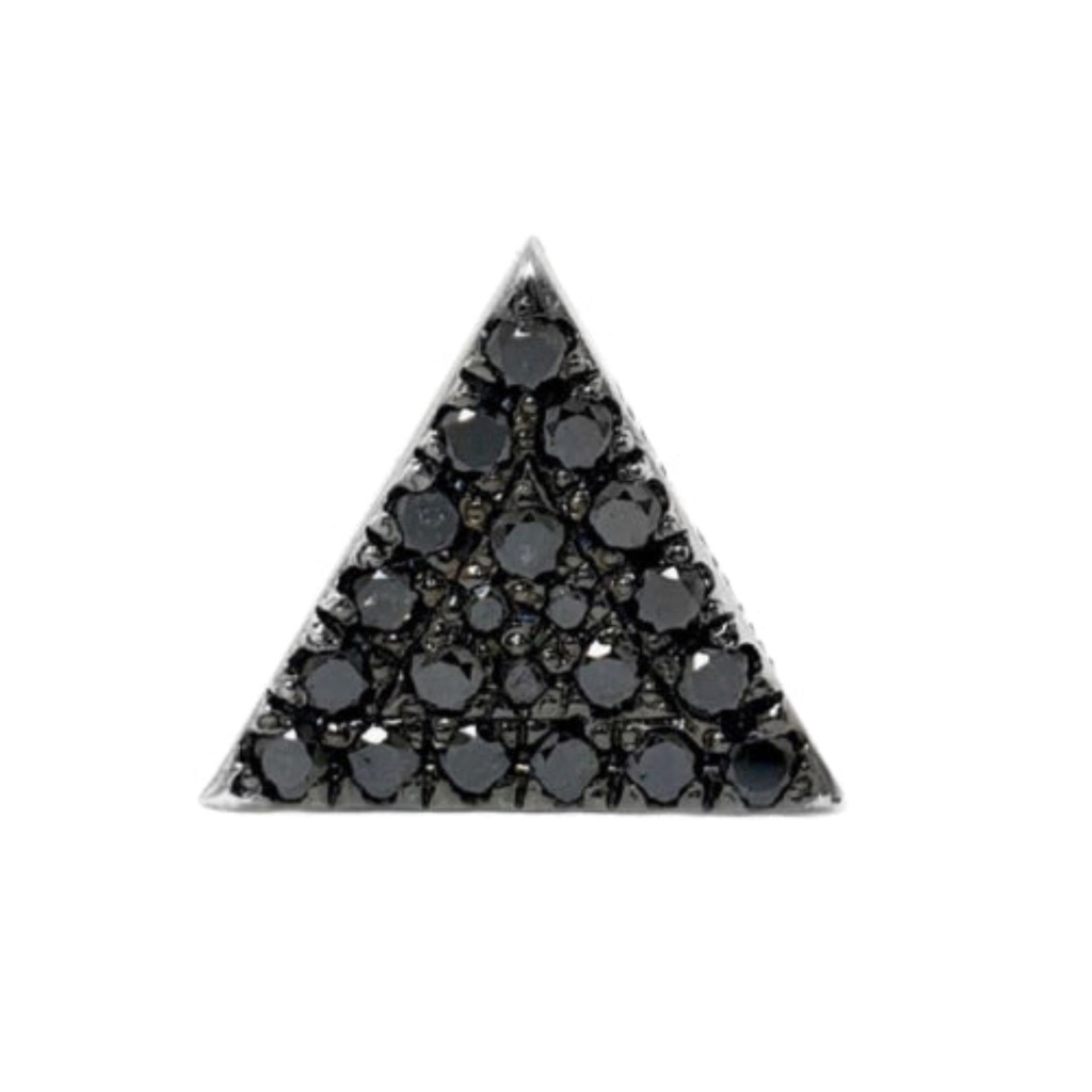 Round Cut Diamond Triangle Shape Pave Setting Black Diamond Stud Earrings For Women