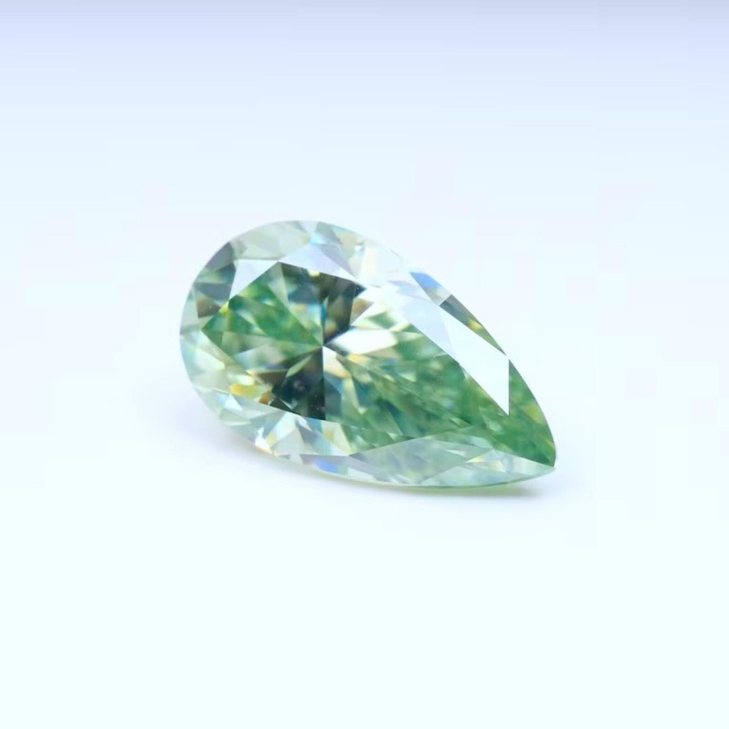 Loose Moissanite Salt & Pepper Green Clean Pear Cut 15.00 x 9.70 MM